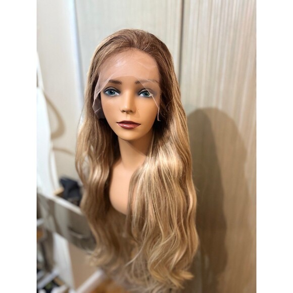 100% Remy Human hair wig 30” Swiss lace front rooted beige blond size medium New - Picture 6 of 9